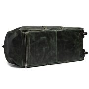 handmade green leather travel bag