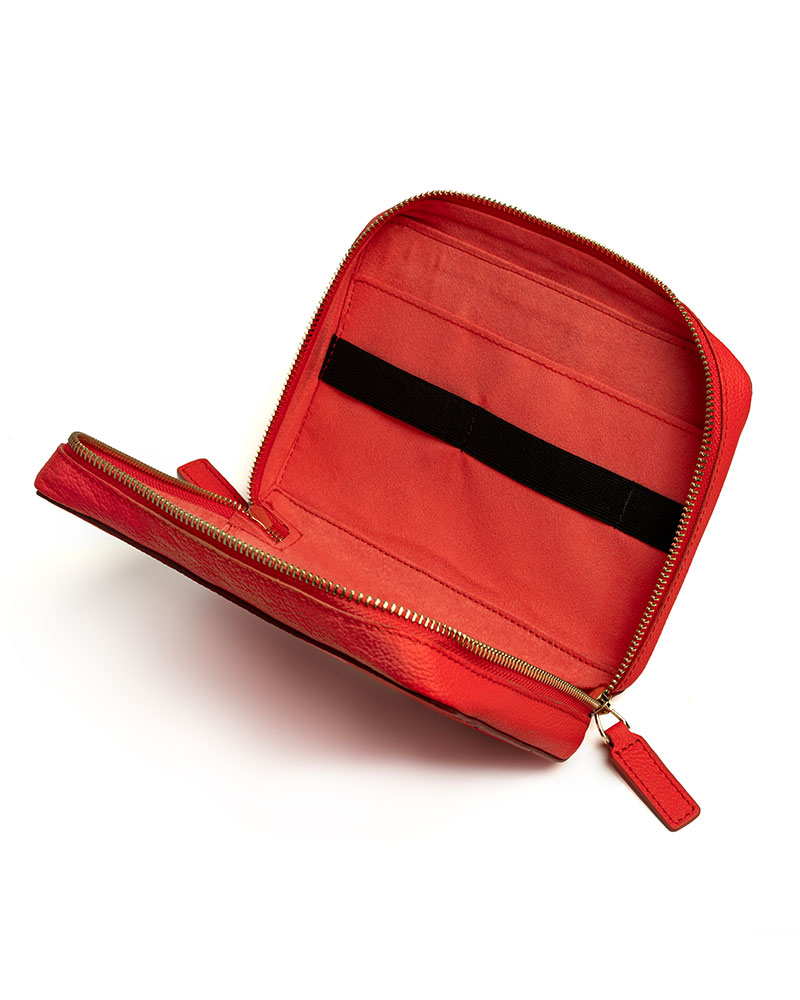 Handmade Leather Unisex Travel and Care Bag – Red