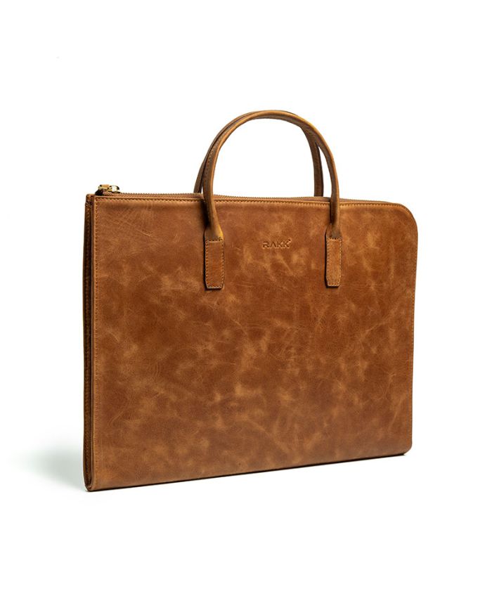 Tan Handmade Leather Laptop Bag