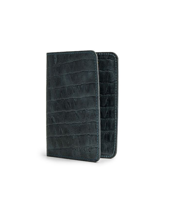 Handmade Patterned Green Leather Passport Holder