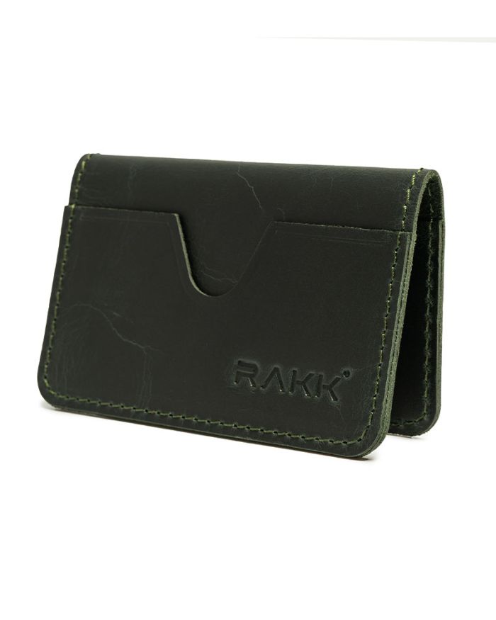 Handmade Navy Green Leather Card Holder