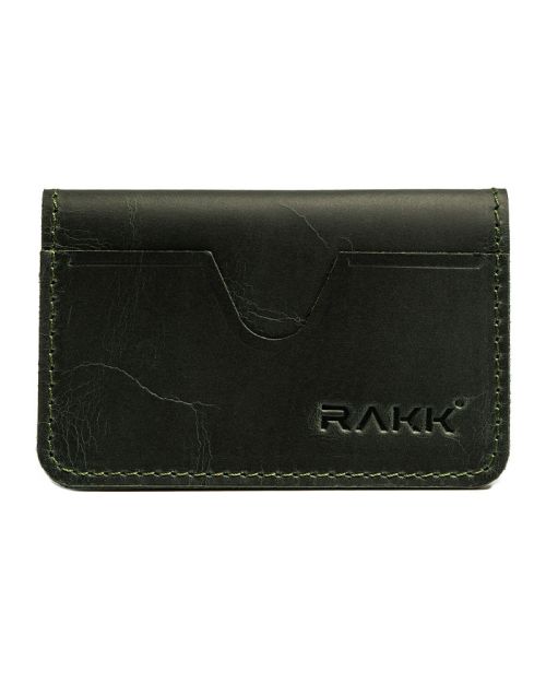 Handmade Navy Green Leather Card Holder