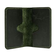 handmade navy green leather card holder