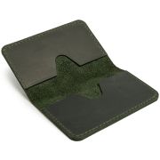 handmade navy green leather card holder