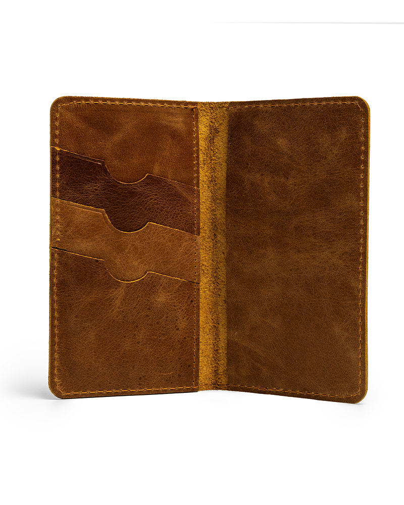 Handmade Vertical Tan Leather Wallet